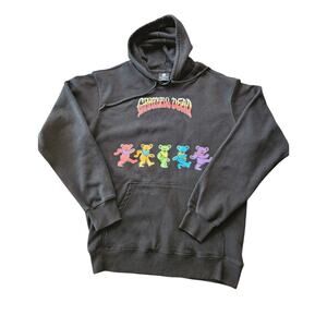 The Grateful Dead Hoodie Mens M 38/40 Black Dancing Bears Pullover Rainbow Logo